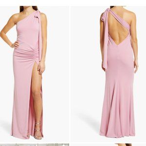 Katie May Raising the Bar Ruched One-Shoulder Gown- Pink